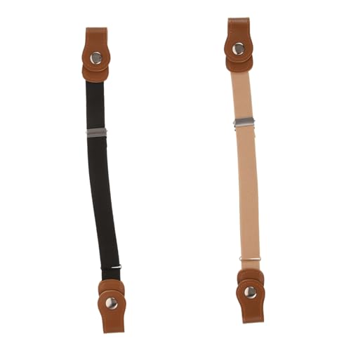 Beaupretty 2pcs Stretchy Waist Belt Elastic Buckle Waistband for Boys Flexible Comfortable Waist Belt for Dresses Jeans Skirts Lightweight Non Bulky Design in Khaki and Black