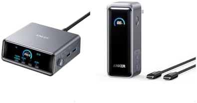 Anker Prime Power Bank, 9,600mAh Battery Pack with 65W Output, Built-in AC Plug with Anker Prime Charger, 250W GaN Prime USB C Charging Station, Ultra-Fast 6-Port, 2.26" LCD Display and Smart Control
