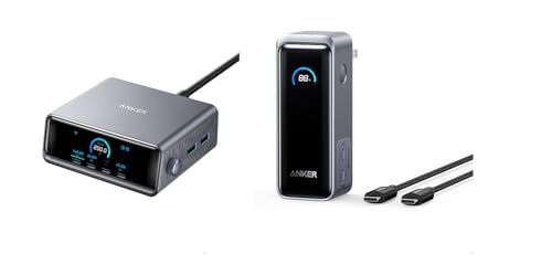 Anker Prime Power Bank, 9,600mAh Battery Pack with 65W Output, Built-in AC Plug with Anker Prime Charger, 250W GaN Prime USB C Charging Station, Ultra-Fast 6-Port, 2.26" LCD Display and Smart Control