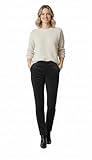 Women's Corduroy Trousers Half Elasticated Waist Straight Leg Comfy Pants with Pockets UK 8-20 (Black 14 Long)