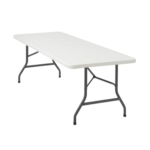 Genérico Mesa Plegable de Jardín Blanca – 180x74x70 cm – HDPE y Acero Resistente – Portátil y Sin Montaje – Ideal para Exteriores, Terraza y Eventos - Mesa Plegable Blanca - Alta Resitencia