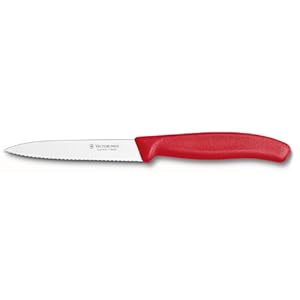 Victorinox 4 Inch Swiss Classic Paring Knife with Serrated Edge, Spear Point, Red