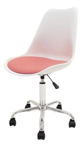 Image of Amazon Brand - Umi Faux Leather Height-Adjustable Modern Revolving Rotary Arm Office Study Desk Chair - Ideal for Spa, Bar, Home - White & Pink Color