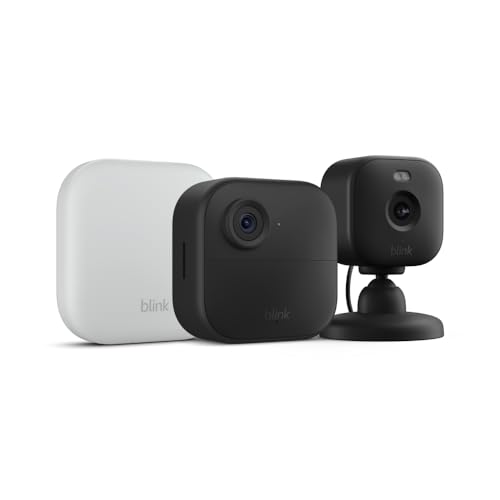 Blink Outdoor 4 XR + Mini 2 — Wireless and plug-in security cameras, motion detection, extended range. Sync Module XR included — 1 camera system + Mini 2 (Black)
