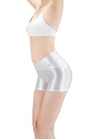 LEOHEX Damen Glänzende Yoga Shorts Hohe Taille Blickdicht Sporthose(L,Weiß) – Ansicht 2