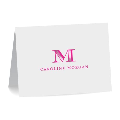 Personalized Folded Note Card and Envelope Stationery Set with Monogram and Name on Front - Stationary Set with Envelopes - Choose Your Colors and Set Size (Uppercase Monogram)