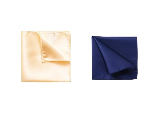 greyknot Men's Pocket Square Set – Golden & Navy Blue (Pack of 2) | 10x10 inch Satin Finish Handkerchief for Wedding, Blazer, Suit, Tuxedo-picture-27