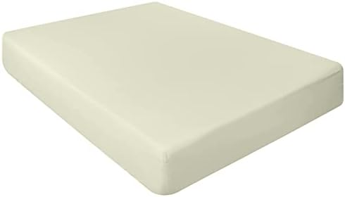 100% Egyptian Cotton 40CM/16 Extra Deep Fitted Sheets (Cream, Double)