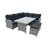  Tarrington House Sof‡ 5 Piezas ABIRA, PE Rattan/Acero, 209 x 73 x 86,5 cm, Negro/Piedra