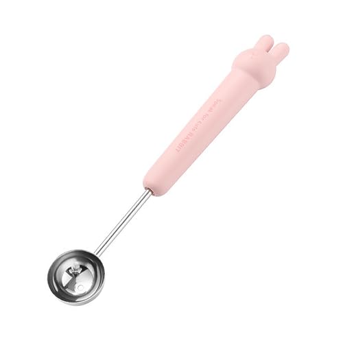 Round Melon Scoop, Double Sided Stainless Steel Round Scoop with Pp Handle, Multifunctional Melon Baller, Easy to Use and Clean, Cute Shape, for Fruit, Ice Cream（Pink）