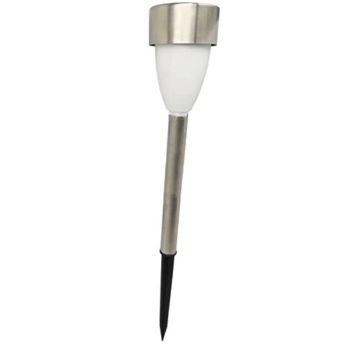 Tradineur - Antorcha de jardín de Acero Inoxidable y plástico, luz Solar, lámpara Solar Recargable para césped, Patio, Paseos, decoración Exterior (Gris, 25 x 5,3 cm)