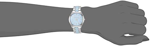 Image of Michael Kors Women's Slim Runway Three-Hand Stainless Steel Quartz Watch, Silver & Blue, Quartz Watch
