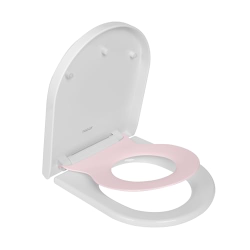 TODOT Abattant WC Familial Forme en D, Lunette de Toilette avec Siège Enfant Magnétique, Frein de Chute et Charnière Réglable, Siège de Toilette pour...