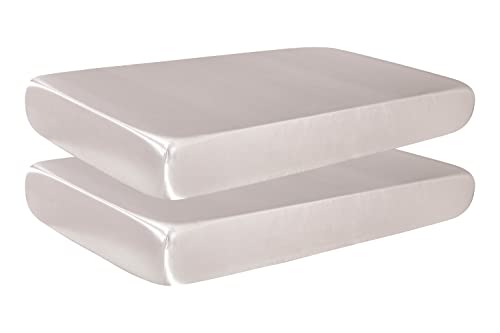 Image of Satin Crib Sheets 2-Pack for Babies & Toddlers - Soft, Gentle on Hair & Skin - Fitted Satin Sheets for Crib or Toddler Mattress