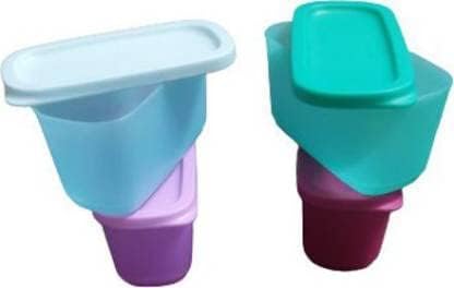 Miniatura 4 de Tupperware Cubix Mini Rect - Recipiente de plástico (8.5 fl oz, 4 unidades), multicolor