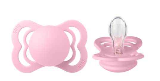 Image of BIBS Pacifiers - Supreme Collection | BPA-Free Baby Pacifier | Made in Denmark | Set of 2 Baby Pink Color Premium Soothers | Size 0-6 Months