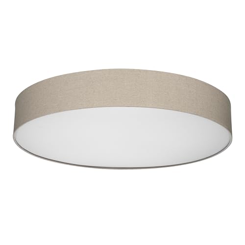 REV Deckenlampe - Deckenleuchte Schlafzimmer, Wohnzimmer & Küche rund 70cm mit Stoff-Lampenschirm im Vintage-Look, taupe