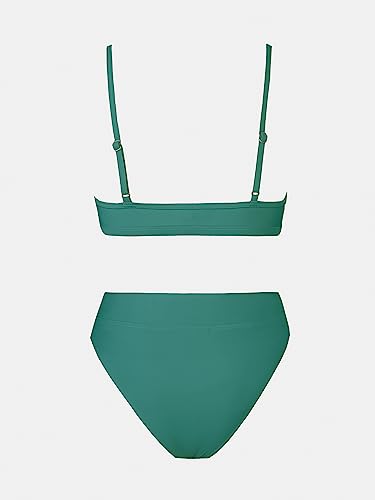 Image of CUPSHE Bikini Set for Women Two Piece Swimsuits Cut Out High Waisted Scoop Neck V Cut Bottom