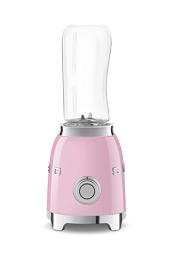 Smeg PBF01PKUK Retro 50’s Style Personal Blender, 2 x Bottles-To-Go, 2 Speed Settings, 600ml, 300W, Pink