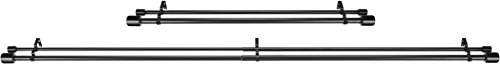 Amazon Basics Adjustable 1 Inch Double Curtain Rods for Windows, Cap Finials, 72" to 144", Black