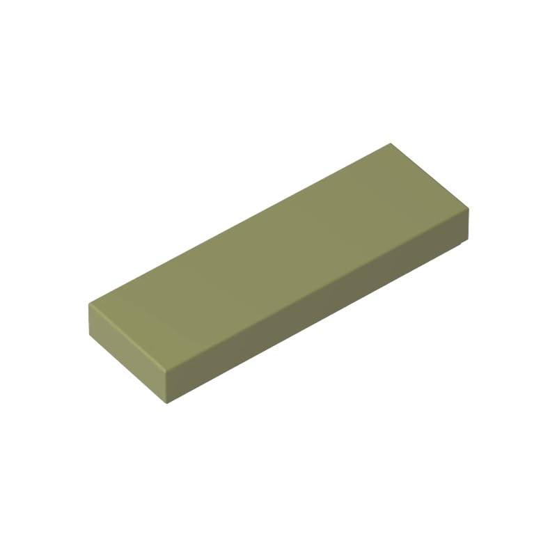 Gobricks 63864 Foundation Plate Tile 1x3 50 Pieces GDS-562 Compatible with Lego Building Blocks Color:Olive Green — image 1