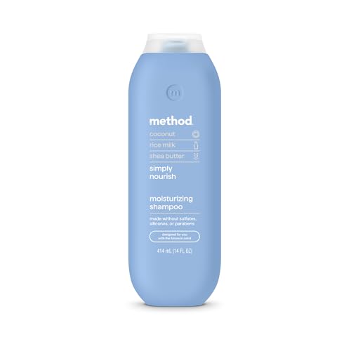 Method Moisturizing Shampoo, Simply Nourish with Shea Butter, Coconut, and Rice Milk Scent Notes, Paraben and Sulfate Free, 14 oz (Pack of 1)