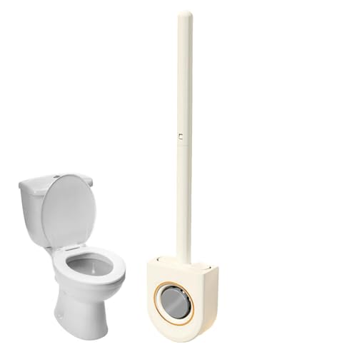 Samuliy Juego de escobilla de inodoro y soporte, cepillos de inodoro compactos perfumados, cerdas resistentes para fregar, cepillo de inodoro que ahorra espacio y juego de soporte a prueba de goteo
