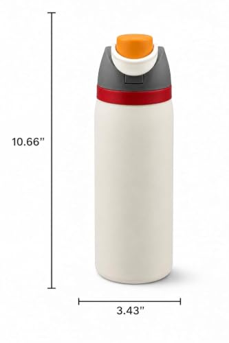 Image of HomeCloud 950ML Stainless Steel Water Bottle - Double-Wall Vacuum Insulated, Leakproof Straw Lid, BPA-Free Reusable Travel Flask with Two-Way Spout for Gym, Office & Outdoor Use (S White Grey)