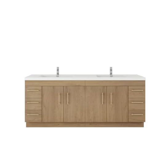 ELSA 84" FREESTANDING Vanity with Double Reinforced Acrylic Sink White Oak
