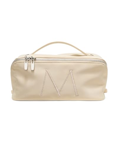 Image of EACHY Travel Makeup Bag, Large Capacity Cosmetic Bag for Women, Waterproof PU Leather, Flat Open Portable Toiletry Bag for Skincare, Brushes & Travel Essentials