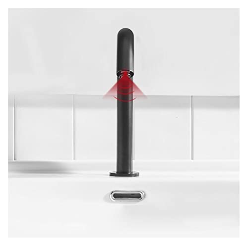Grifo de lavabo negro de latón con sensor automático para baño 6