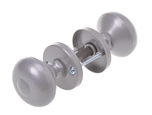 Aqbau Türknauf mit Rosette Rund Zweiteilig Silber | Runder Türgriff für Innentüren und Außentüren Aluminium Pulverbeschichtet | Komplettes Set Türknöpfe inkl. Bolzen und Schrauben