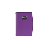 SECURIT - Portamenús Rio Line - 1 Inserto Fijo Doble Cara = 4 Páginas A4 - Posibilidad de Añadir Insertos Adicionales - Placa de Acero Serigrafiada 'Menú' - Café, Bar, Restaurante - Color Lila