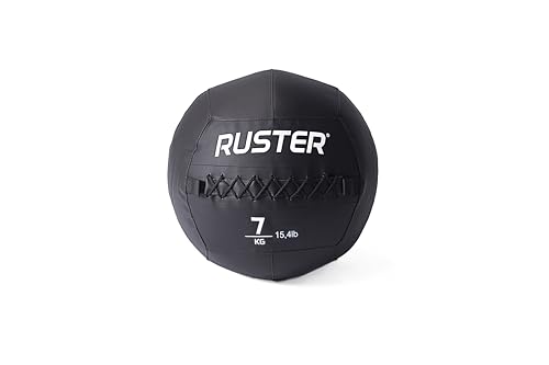 Ruster Balón Medicinal Wall Ball 3/6/9kg para Crosstraining y Fitness- Agarre Antideslizante PVC (Negro, 7kg)