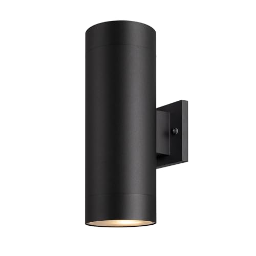 mirrea 14" Modern Outdoor Porch Light in 2 Lights, Matte Black, 1 Pack