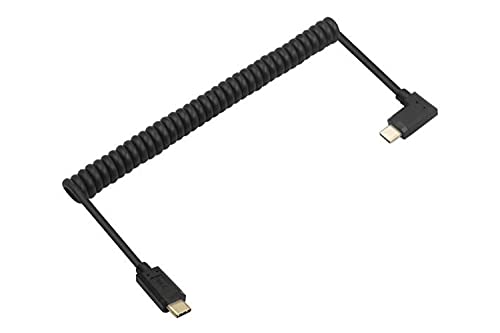 Kework Coiled Usb 3.1 Type C Cable, Usb C Male To 90 Degree Left & Right Angle Usb C Male Coiled Spring Spiral Cable, 3A & 10Gbps Sync Charging & Data Cord, Stretched 1.8M (Straight To Left & Right) #TOP4