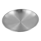 Set di piatti piani rotondi in acciaio inossidabile, piatti da portata argentati per colazione, pranzo, cena, stoviglie moderne per la cucina di casa (14 cm)