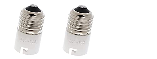Image of White E27 to B22 Screw Base Socket Lamp Holder | Adapter Light Bulb (Pack of 2)