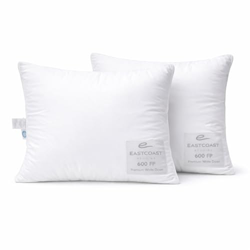 East Coast Bedding 100% White Down Luxury Pillow 600 Fill Power No Feathers 400 Thread Count Cotton...*