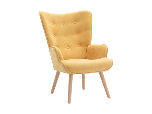 Vente-unique - Fauteuil en Tissu Jaune Moutarde VATELY