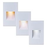 TUMUPSM LED Outdoor Step Lights Indoor Stair Lights, 120V Dimmable 3000K/4000K/5000K 3 Color Selectable, 4W IP66 Waterproof, White Deck Lights for Steps Vertical, 3-Pack