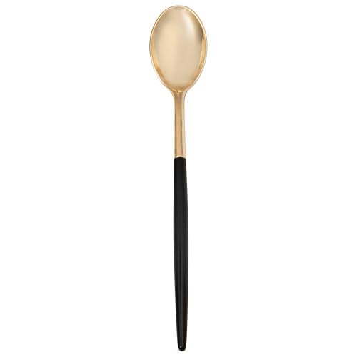 Restaurantware-Moderna 7.75 Inch Fancy Flatware, 50 Durable Plastic Flatware - With Black Handle For Grip, Heavy-duty, Gold Plastic Spoons, Easily Disposable Or Restaurants