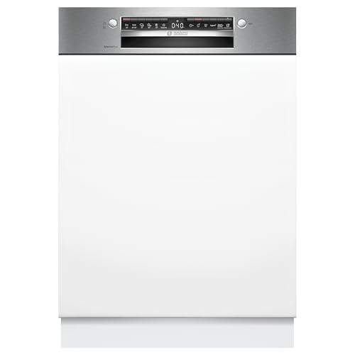 Bosch SMI4ECS32E, Serie 4, Smarter Geschirrspüler Teilintegriert 60 cm, Besteckschublade, Made in Germany Spülmaschine, extra Trocknen, starke Reinigung, sehr leise, Automatikprogramme, Edelstahl