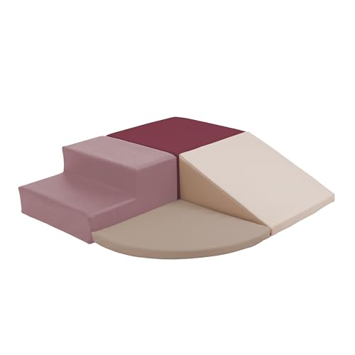 Playtime Essentials 4-Piece First Steps Corner Climber; Climbing Foam Block Set for Little Kids Indoor Toddler & Baby Soft Playset for Children to Climb and Crawl and Slide - Rosette