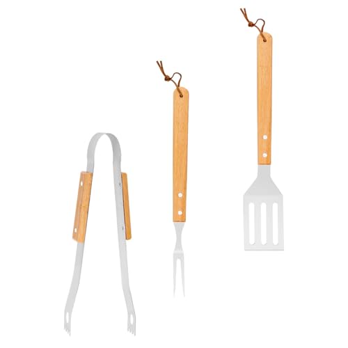 Set de utensilios de parrilla POPETPOP con mango de madera miniatura 1