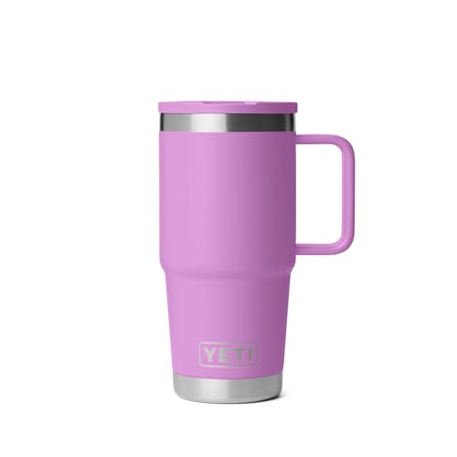 Image of YETI Rambler 20 oz Travel Mug with Flip Straw Lid - Stainless Steel, Vacuum Insulated, Leakproof, Cup Holder Friendly, Desert Bloom