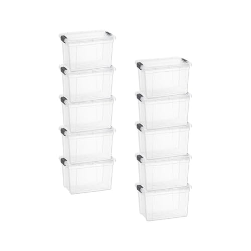 Image of Superio 2.5 Quart Clear Plastic Storage Boxes with Lids, Stackable Organizer Containers, BPA-Free Storage Bins for Home, Office, School & Dorm, 10 Pack