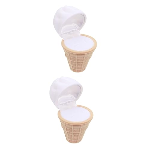 SHERCHPRY - 2 Pièces Boîte à Bagues à Glace Cas D'emballage De Bijoux Étui De Rangement Pour Bagues Décoration De Cornet De Glace Porte-bagues à Glace Boîte D'affichage Conique Voyage Flanelle