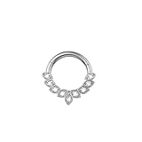 Gualiy Anillos de nariz de titanio para mujer, aro de nariz de 16 g con circonita cúbica marquesa, piercing para cartílago, 1.2x10mm, Titanio, Circonita cúbica