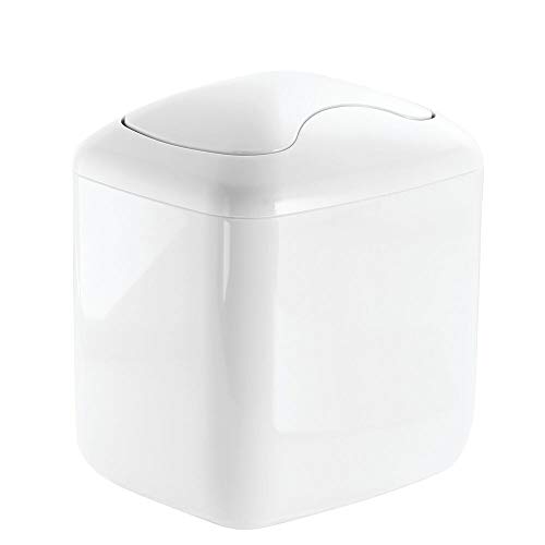 mDesign MetroDecor Wastebasket Trash Can for Bathroom Vanity Countertops White